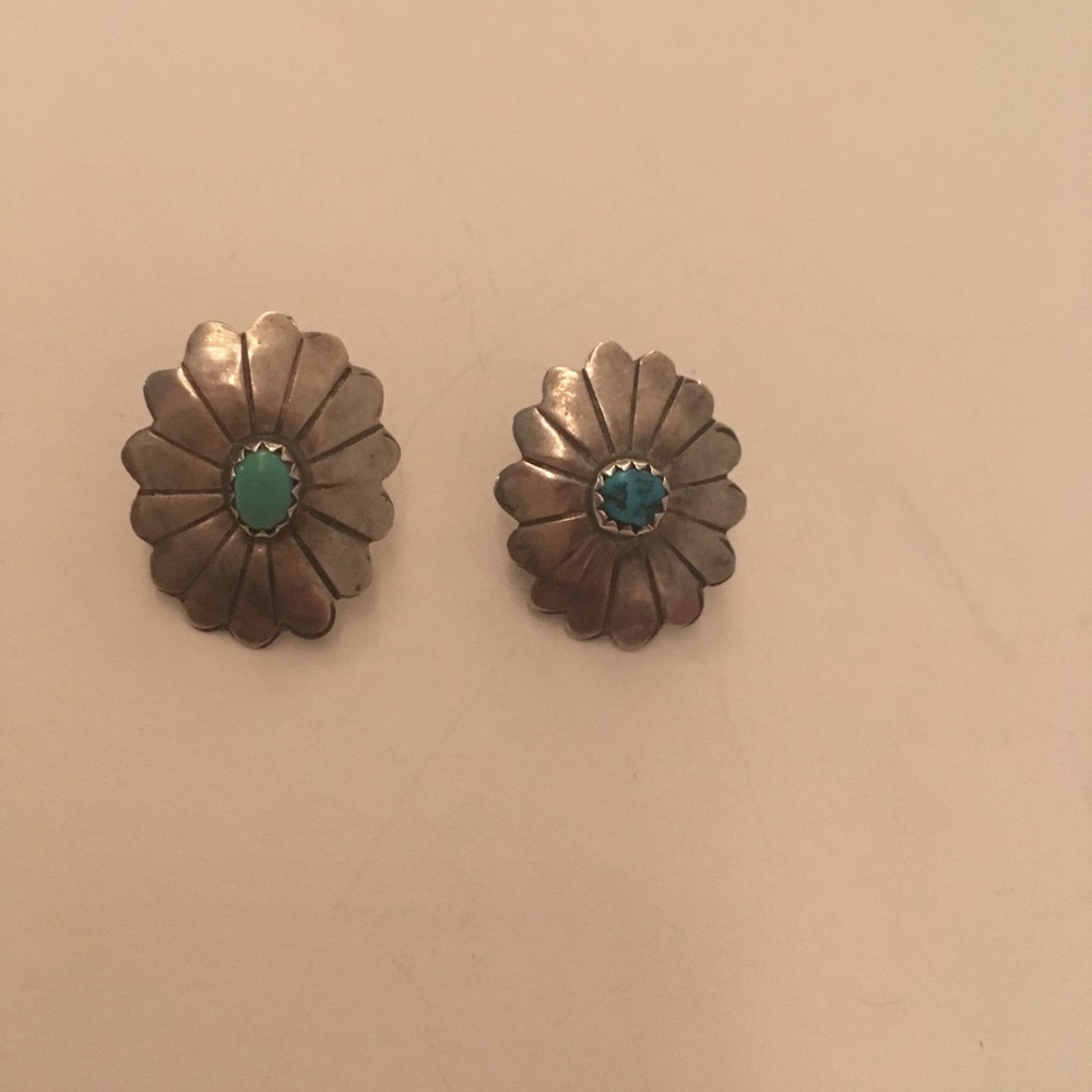 Vintage Earrings Sterling silver turquoise Navajo